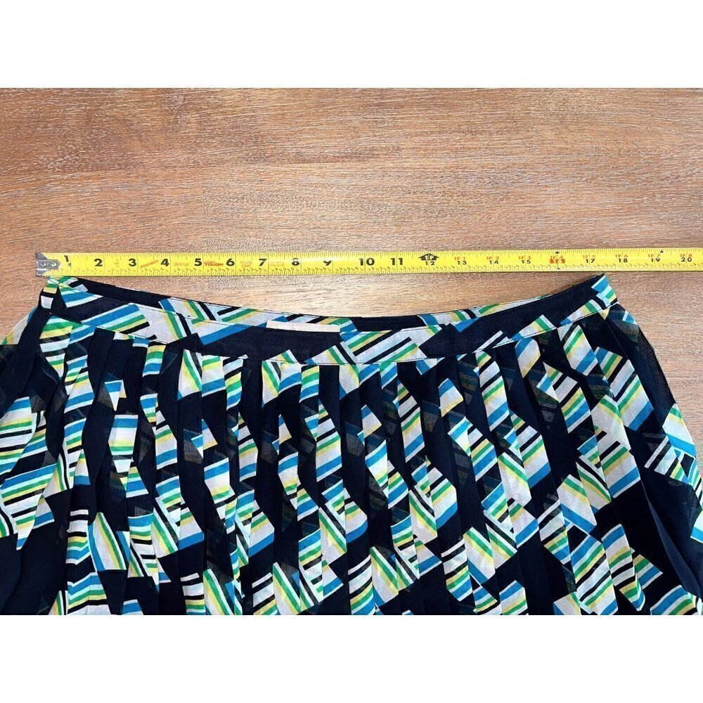 Banana Republic Women's Mini Pleated Lined Skirt 14 Multicolored Blue Geometric - Picture 3 of 7